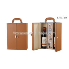 caja de vino de cuero de alta calidad para 2 botellas del fabricante profesional